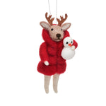 Load image into Gallery viewer, Felt Reindeer in Red Puffa Coat
