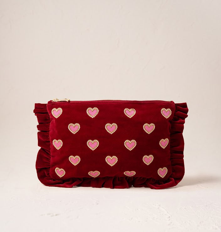 Frilled Love Hearts Everyday Pouch - Elizabeth Scarlett