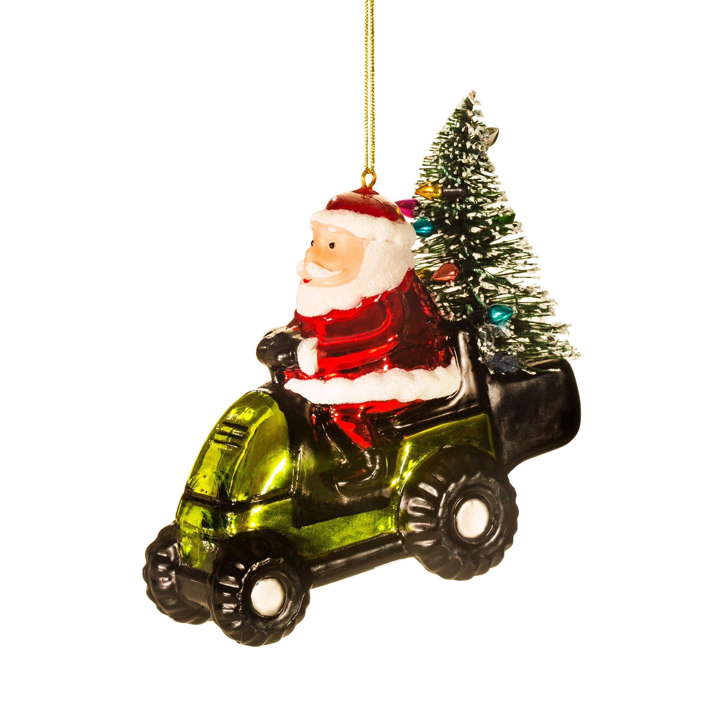 Santa on a Lawn Mower Decoration