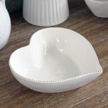 Antique White Ceramic Heart Bowl