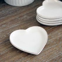 Small Antique White Ceramic Heart Plate